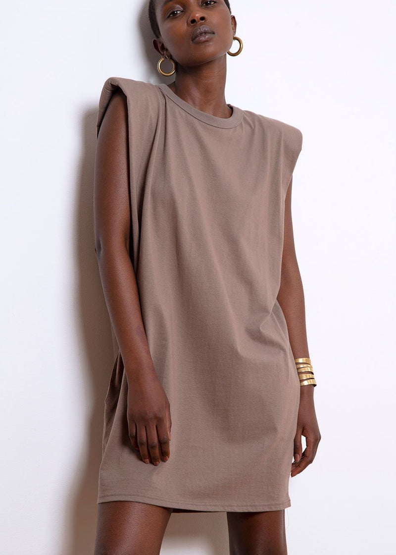 Tina Padded Shoulder Muscle Dress ...